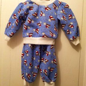 NEW Christmas Outfit Top and Pants LINED - Bears on Sleds (Size: 12 Mths)